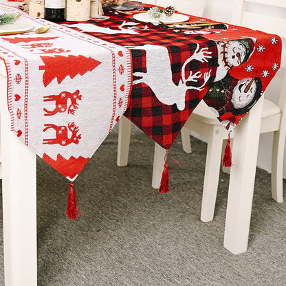 Christmas decorations electric embroidered knitted cloth table runner