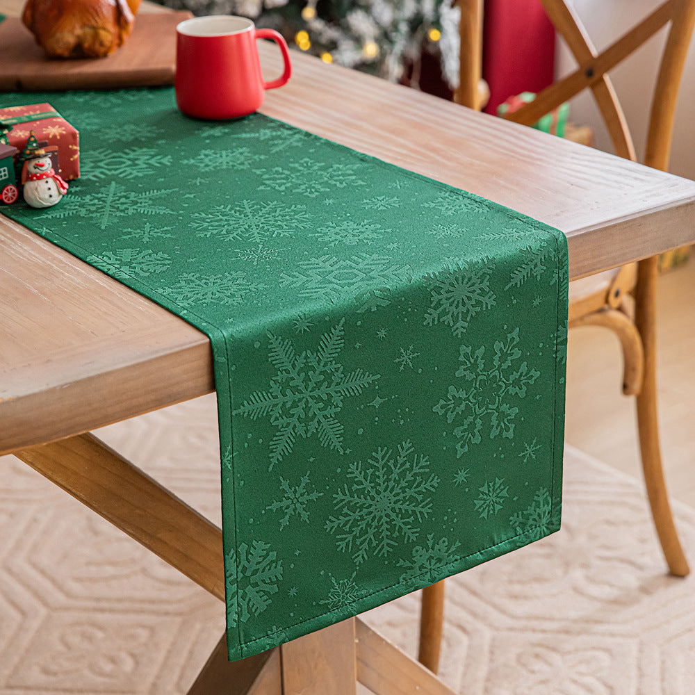 Christmas Table Runner Dark Jacquard Dining Table